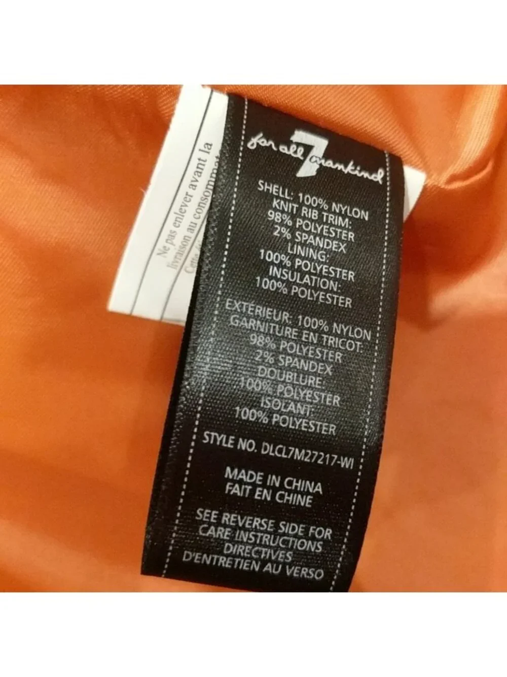 7 for all man kind orange jacket like new